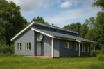 Проект дома «М-181» из СИП-панелей, 181 м² — одноэтажный дом с серым фасадом и темной крышей | HotWell.KZ