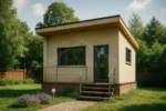 Проект дома «Н-20» из СИП-панелей, 20 м² — одноэтажный дом с бежевым фасадом и плоской крышей | HotWell.KZ