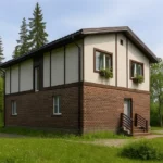 Проект дома «О-160» из СИП-панелей, 160 м² — двухэтажный дом с кирпичным фасадом и двускатной крышей | HotWell.KZ