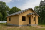 Дом «Р-92», 92 м², 1 этаж, в черновой отделке: коробка из СИП-панелей OSB-3, двускатная кровля из металлочерепицы, проёмы без окон и дверей