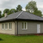 Проект дома «С-125Б» из СИП-панелей, 125 м² — одноэтажный дом с серым фасадом и серой крышей | HotWell.KZ