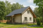 Проект дома «С-176» из СИП-панелей, 176 м² — двухэтажный дом с бежевым фасадом, серой крышей и террасой | HotWell.KZ