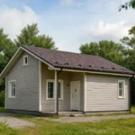 Проект дома «В-57» из СИП-панелей, 57 м² — одноэтажный дом с серым фасадом и тёмной крышей | HotWell.KZ