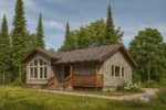 Проект дома «В-84» из СИП-панелей, 84 м² — одноэтажный дом с серым фасадом, серой крышей и панорамными окнами | HotWell.KZ