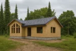 Дом «В-84», 84 м², 1 этаж, в черновой отделке: коробка из СИП-панелей OSB-3, двускатная кровля из металлочерепицы, проёмы без окон и дверей