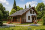 Проект дома «Я-142» из СИП-панелей, 142 м² — двухэтажный дом с белым фасадом, серой крышей и террасой | HotWell.KZ