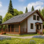 Проект дома «Я-142» из СИП-панелей, 142 м² — двухэтажный дом с белым фасадом, серой крышей и террасой | HotWell.KZ