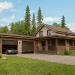 Проект гаража «А-60» из СИП-панелей, 60 м² — одноэтажный дом с коричневым фасадом и крышей | HotWell.KZ