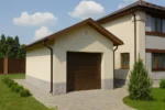 Проект гаража «Я-36» из СИП-панелей, 36 м² — одноэтажный дом с бежевым фасадом и коричневой крышей | HotWell.KZ